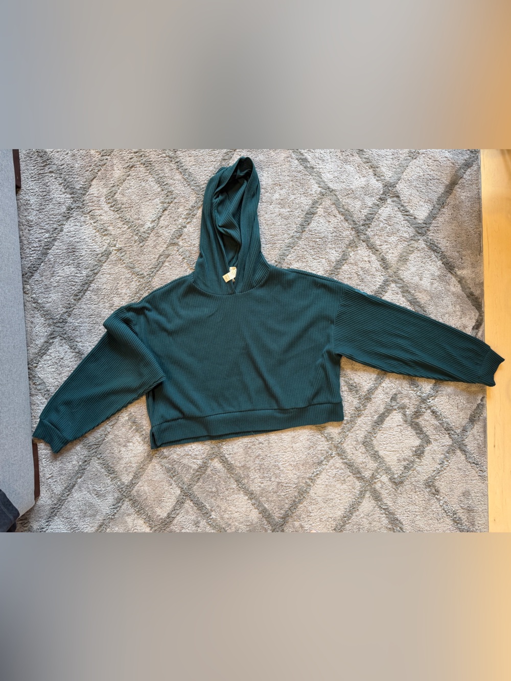 Women's Cropped Hooded Sweater - Teal